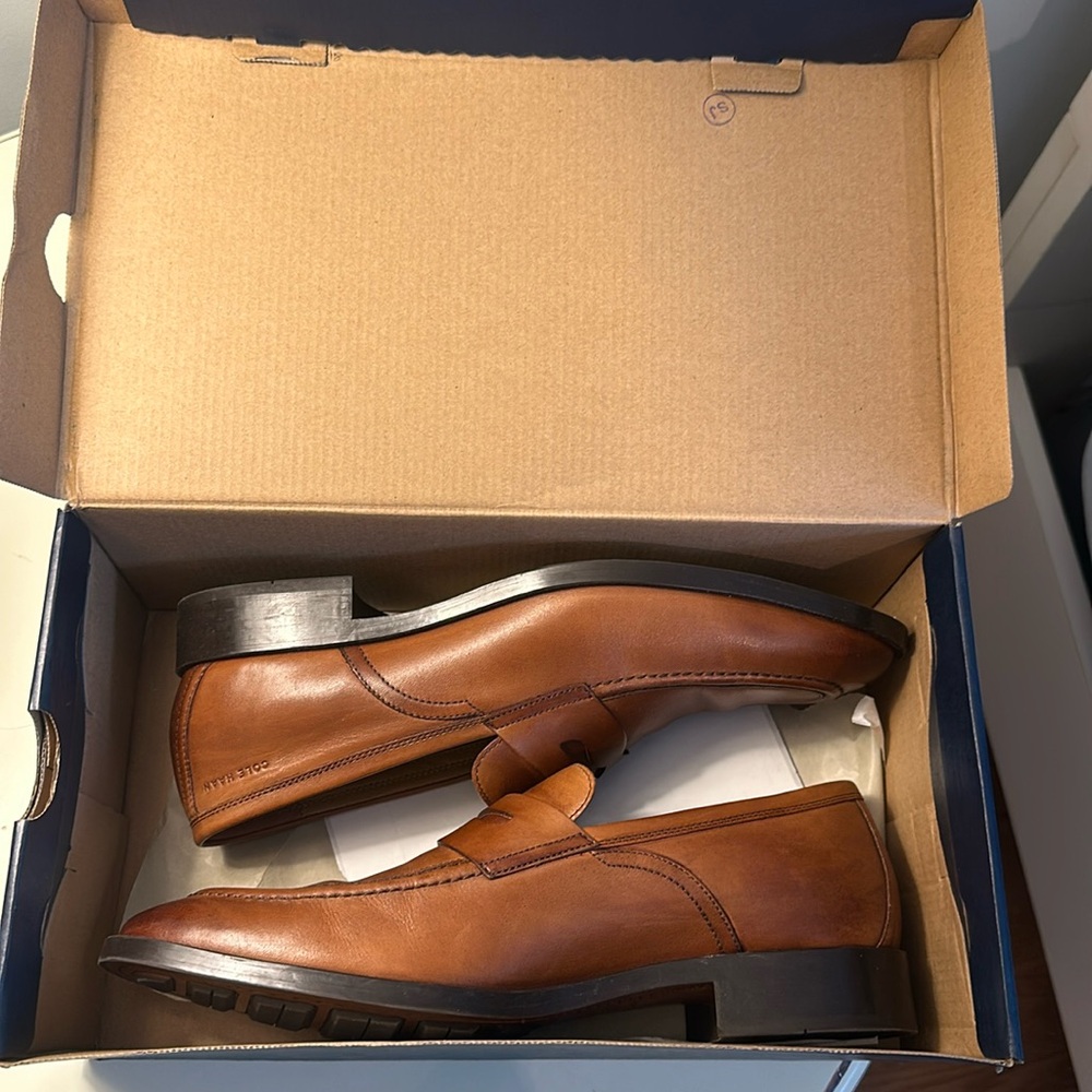 Men’s Cole Haan Hawthorne Penny Loafer, Size 10.5, Color CH British Tan